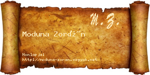 Moduna Zorán névjegykártya
